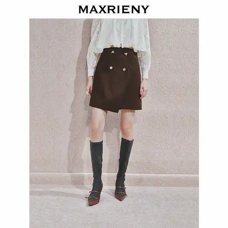 【奥莱】MAXRIENY复古军旅风半身裙高腰a字短裙收腰显瘦图片