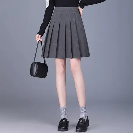 百褶裙半身裙女短裙2025春秋新款高腰a字裙休闲裙百搭复古裙子图片