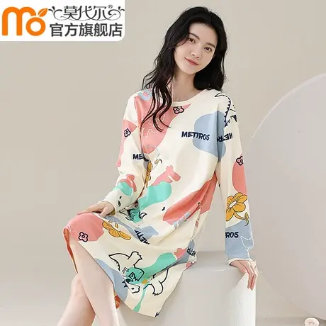 长袖睡裙女款2024新款春秋季纯棉睡衣卡通居家服大码中长连衣裙夏图片