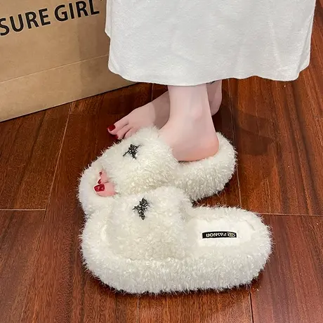 厚底增高毛毛鞋女2025年新款秋季外穿百搭气质拖鞋小个子时尚鞋子图片