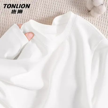 唐狮长袖t恤女春秋2026新款爆款小个子纯棉打底衫白色内搭上衣VB图片