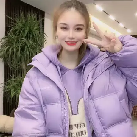 2023年冬季新款羽绒服女小个子立领短款纯色白鸭绒保暖面包服外套商品大图