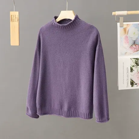 秋冬半高领纯色简约针织衫毛衣女2023年新款百搭打底衫冬季上衣女图片