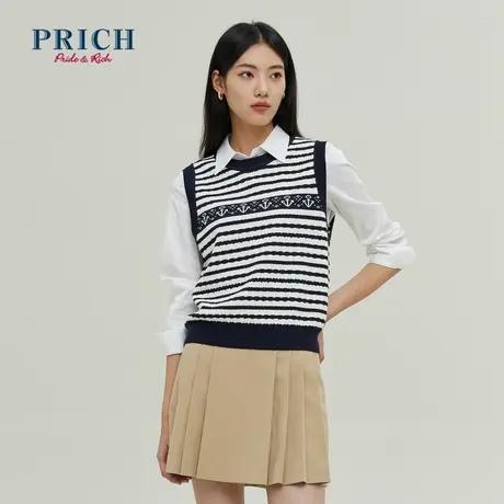 【商场同款】PRICH23春秋新款高弹纱线肌理感宽松廓形上衣女商品大图