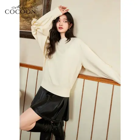 missCOCOON时尚上衣2023新款春女简约宽松舒适百搭圆领长袖卫衣商品大图