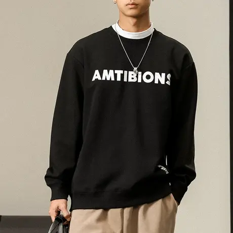 秋季男装韩版男士卫衣时尚字母衣潮牌卫衣青年简约圆领潮流卫衣图片