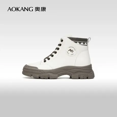 【门店发货】奥康女鞋春秋季新款时尚休闲高帮鞋马丁靴百搭日常图片