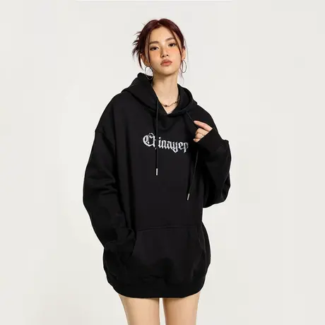 YEP美式连帽卫衣女春秋2023新款设计感oversize潮牌情侣外套ins商品大图