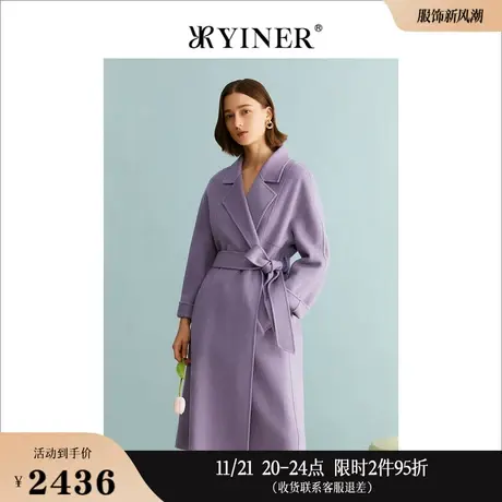 【绵羊毛+骆驼绒】YINER音儿专选女装冬季中长款双面呢大衣外套商品大图