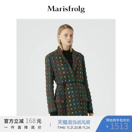 Marisfrolg玛丝菲尔羊毛2020年冬季新款拼色时尚气质短外套女装图片