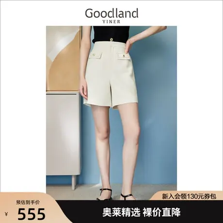 【山茶花系列】音儿美地女装2023夏季新款格纹花纱小香风A摆短裤商品大图