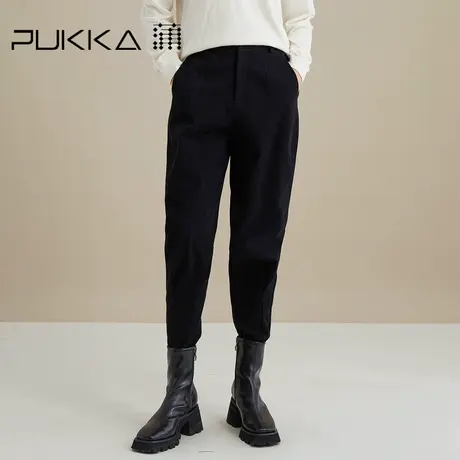 蒲PUKKA 纯棉哈伦裤宽松休闲裤厚长裤秋冬女裤图片