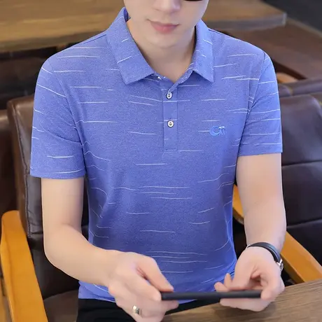 2023夏季短袖t恤男潮牌翻领POLO衫男士纯棉冰丝薄款体恤打底衫ins商品大图
