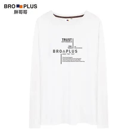 胖哥哥大码男长袖T恤加肥加大潮胖纯棉上衣宽松圆领男肥佬打底衫图片