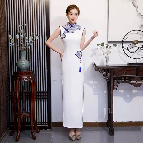 2025走秀旗袍中国风舞台演出服礼仪演出舞台T台改良高端演出旗袍图片