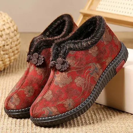 老人鞋女冬季加绒中老年人保暖鞋防滑软底妈妈老北京布鞋奶奶棉鞋商品大图