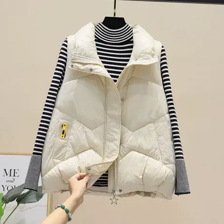 亮面短款羽绒棉马甲女加厚秋冬新款外穿羽绒棉服女百搭无袖外套潮商品大图