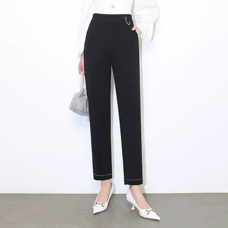 时尚通勤小脚裤女春季2023新款显瘦垂感九分直筒裤气质职业休闲裤商品大图