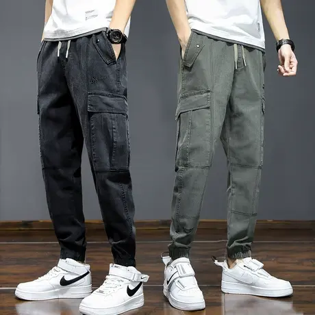 夏季薄款九分多口袋工装牛仔裤男士束脚宽松休闲男裤子春秋款春季商品大图