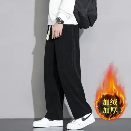 大码男裤春秋季款宽松直筒青少年加肥加大休闲男装加绒潮胖子裤子商品大图