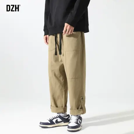 男士卡其色休闲裤子男款直筒宽松工装裤男2023新款潮牌百搭直筒裤商品大图