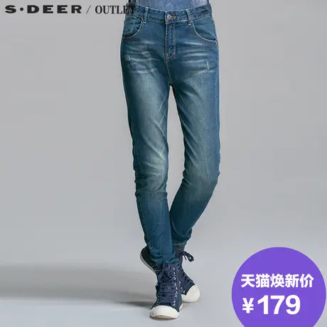 sdeer圣迪奥女2017秋装宽松牛仔裤长裤铅笔裤休闲小脚裤S15180849商品大图