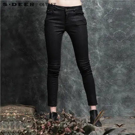 【清仓】sdeer圣迪奥修身显瘦长裤黑色铅笔裤S15380803商品大图