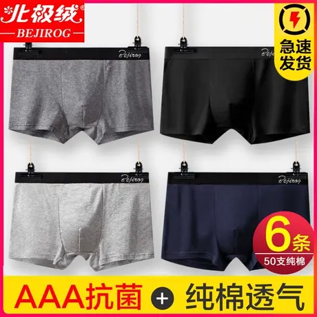 北极绒内裤男纯棉抗菌男式平角裤潮流男生透气全棉运动薄款四角裤商品大图