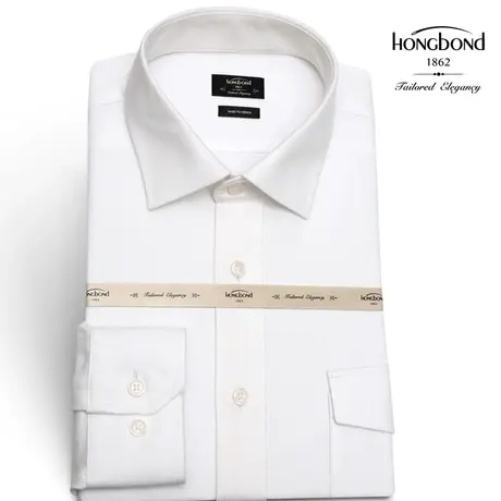 红邦创衣 2023复古双口袋衬衫休闲磨毛天丝白色衬衫男款衬衣潮流图片