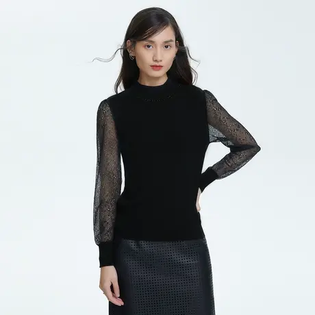 LANCY朗姿女装春新品尼龙针织衫单穿内搭商场同款职业休闲通勤图片