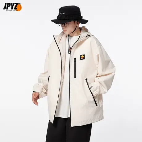 男生风衣外套工装拉链连帽美式休闲简约款潮牌男女同款情侣款夹克图片