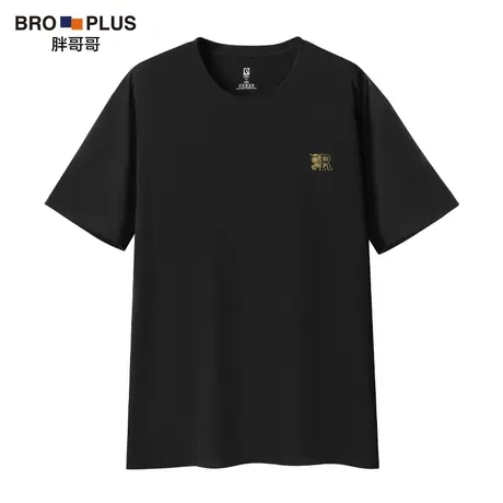 胖哥哥2023夏季新款大码短袖T恤 男圆领A型视觉显瘦立体图案半袖图片