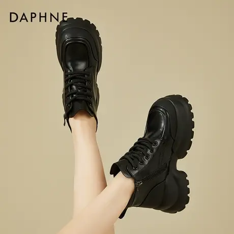 达芙妮松糕厚底高帮鞋女2023秋季新款百搭增高休闲透气舒适大头鞋商品大图