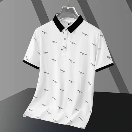 短袖t恤男装翻领保罗polo衫有领商务白色上衣服夏季冰丝凉感半袖商品大图