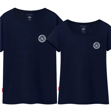 Ohlyah品牌2022春夏新品简约胸花韩版情侣装短袖t恤男女圆领大码图片