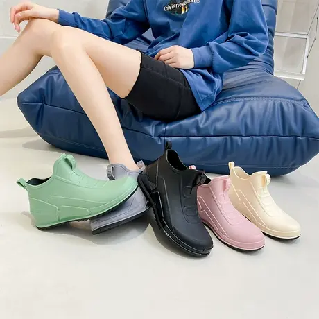 短筒雨靴女夏季雨天防水鞋女款外穿日系防水雨鞋防滑耐磨工作胶鞋商品大图