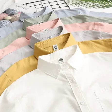 春秋新款文艺简约纯棉长袖白衬衫女韩版宽松学生休闲外套叠穿衬衣商品大图