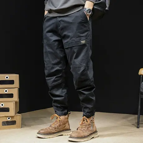 美式工装裤男秋冬款潮牌束脚休闲男裤哈伦宽松大码男士裤子春秋商品大图
