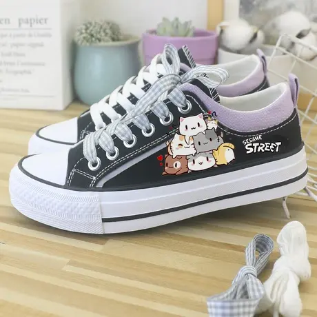低帮帆布鞋子夏秋学生韩版百搭平底鞋运动鞋板鞋厚底透气女鞋星球商品大图