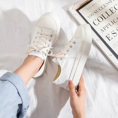 帆布鞋女2021年新款夏季薄款ulzzang百搭学生潮鞋ins白色低帮板鞋商品大图