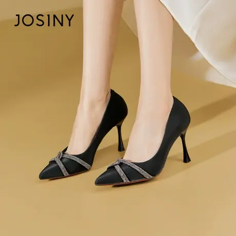Josiny/卓诗尼尖头单鞋2023秋季新款时尚优雅高跟配裙子新娘婚鞋商品大图