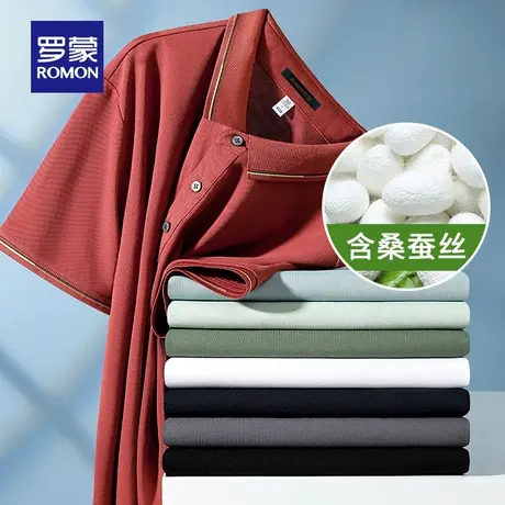 【含桑蚕丝】罗蒙短袖polo衫男士2024夏季新款百搭休闲易打理t恤图片