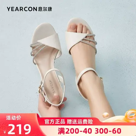 意尔康女鞋2023年夏季新款细跟高跟仙女风一字带配裙子时装凉鞋女商品大图