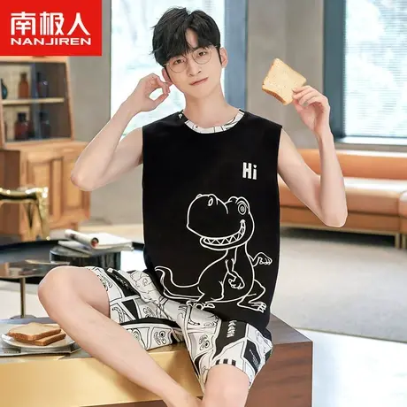 南极人睡衣男款夏季莫代尔无袖卡通青少年套装2023年新款男士背心商品大图