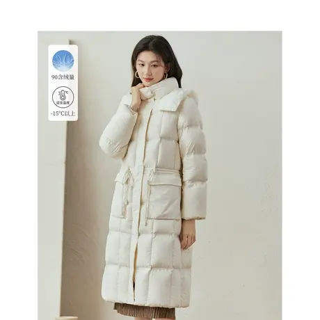 【商场同款】茵曼科技感零重力羽绒服2023冬季女装新款连帽长外套图片