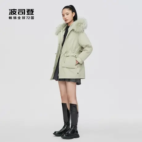 波司登奥莱女派克羽绒服女连帽收腰小个子防风保暖毛领外套正品商品大图