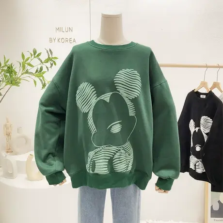 2021秋冬新款韩国东大门chic小众复古休闲加厚摇粒绒卫衣外套宽松商品大图