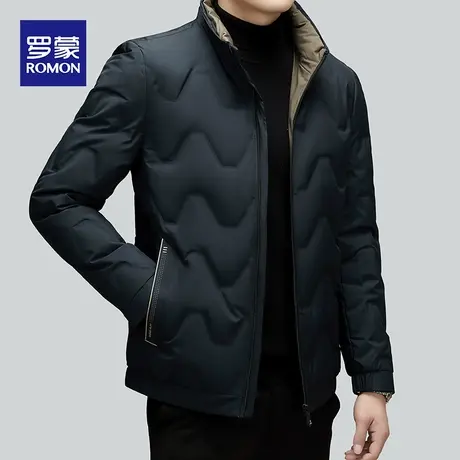 罗蒙男羽绒服短款2023年新款夹克立领中年冬季保暖休闲爸爸装外套图片