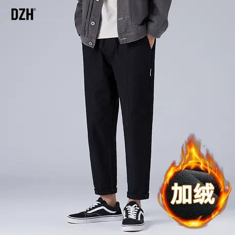 男士黑色休闲长裤男冬季加绒加厚裤子宽松直筒裤2023年新款西装裤商品大图