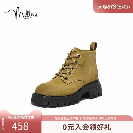 millie's妙丽冬牛皮绒面简约休闲马丁靴女短靴2771ADD4商品大图